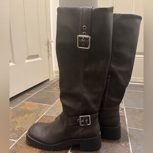 Zara Brown Combat & Moto Boots
